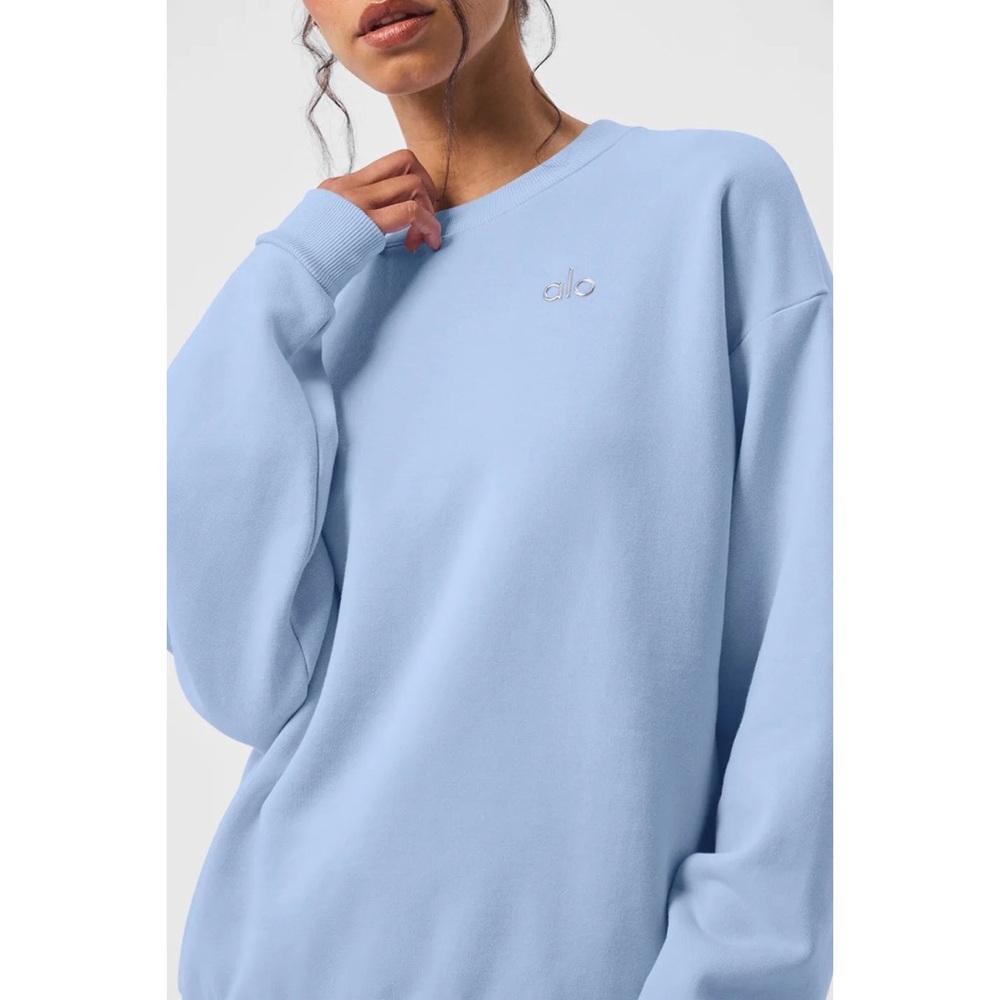 Alo Yoga Accolade Crew Neck Pullover Seashell Blue XS - Picture 2 of 13